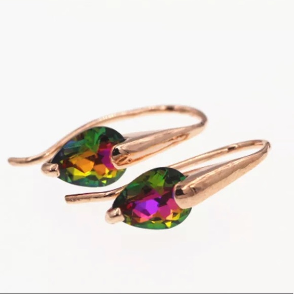 Earrings Mystic Topaz & 14k Rose Gold Filled 1” - Picture 1 of 1